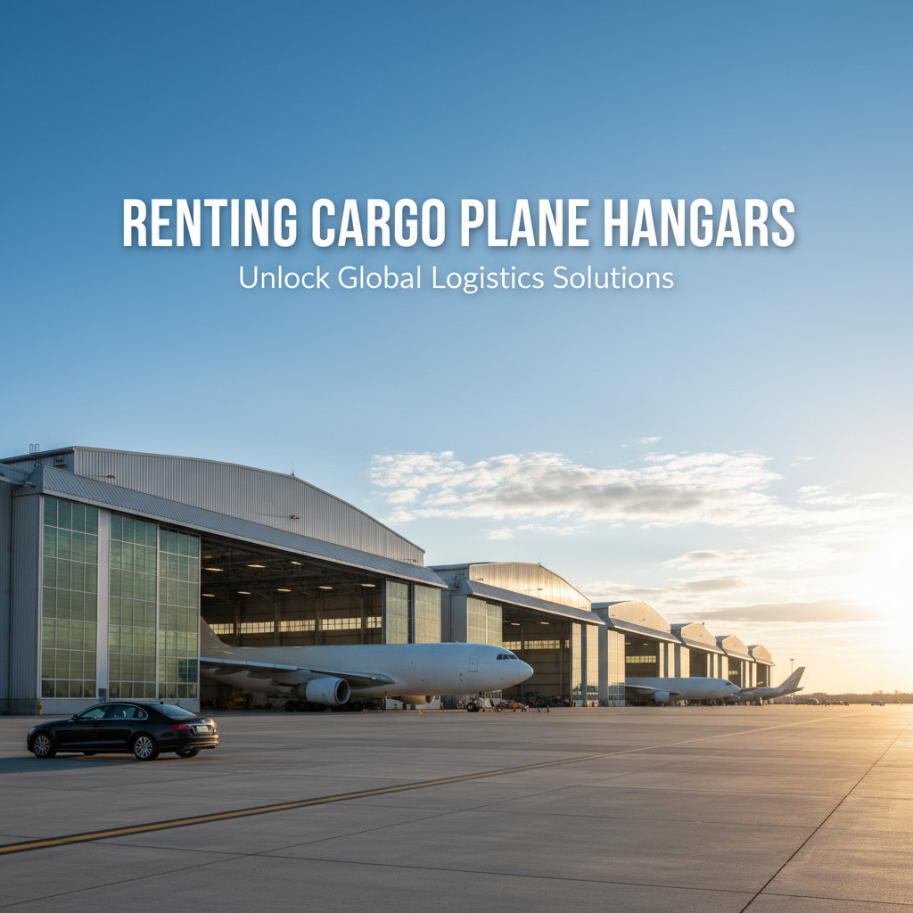 Professional blog header image for article titled: Renting Cargo Plane Hangars. High quality, relevant imagery, clean composition.
