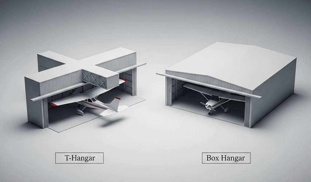 Professional photograph related to: T-Hangar vs Box Hangar — Which Is Right for Your Small Plane?. H