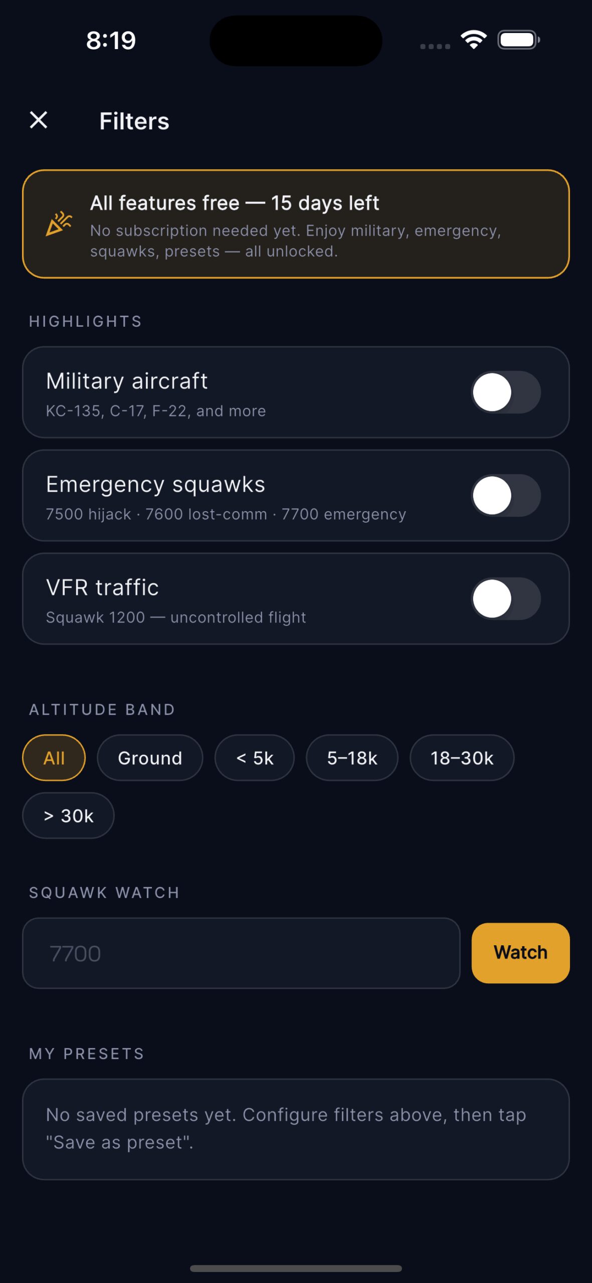 adsb-tracker-hangar-pilots-checklist screenshot